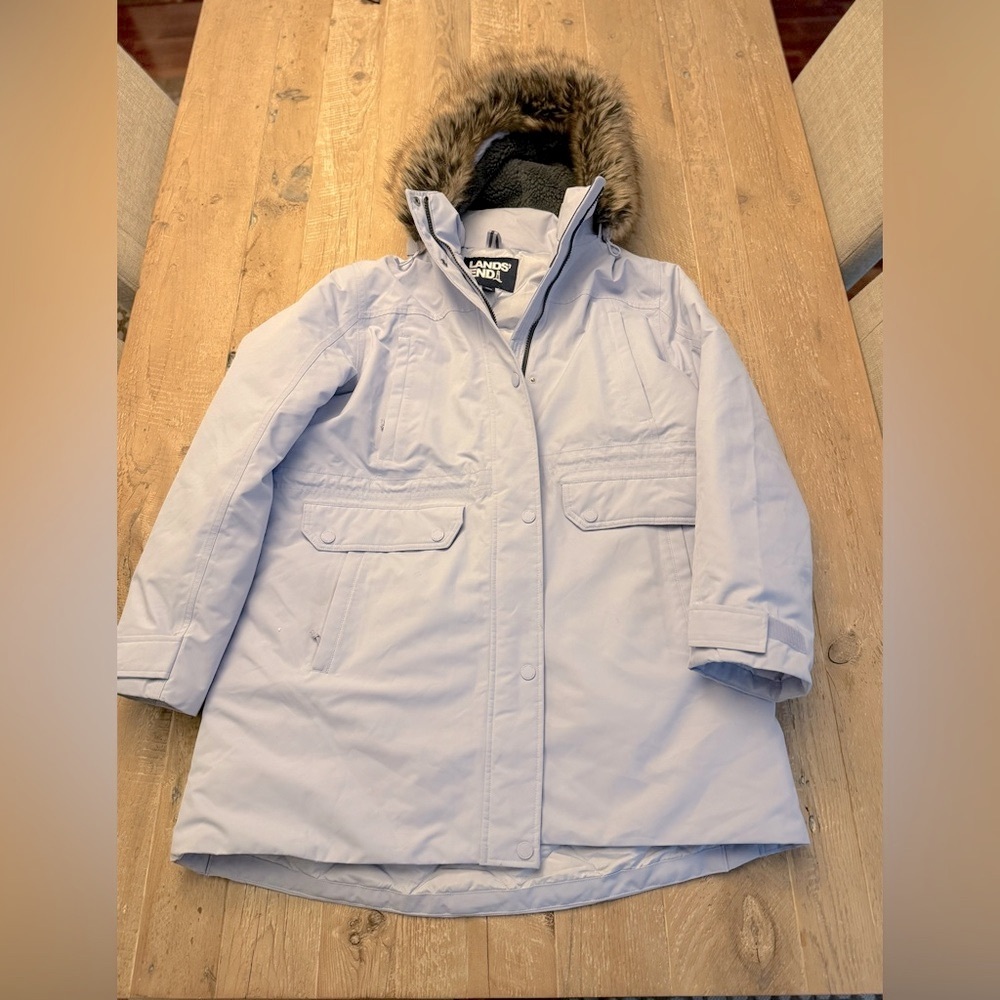 Lands' End Light lavender Parka with Faux Fur Hood